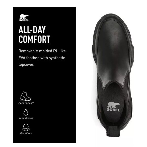 SOREL / Brex-Chelsea / Rainy Day /  Boots / Waterproof / Black / Size 9 - Picture 4 of 10